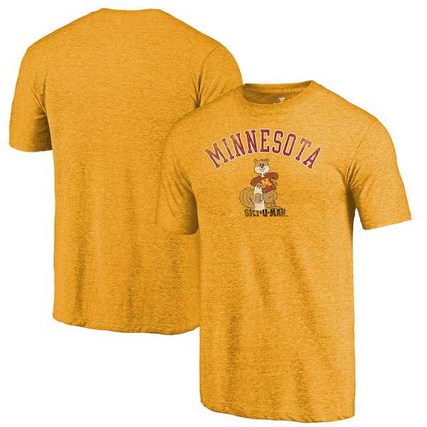 Minnesota Golden Gophers Fanatics Branded Gold Vault Arch Over Logo Tri Blend T-Shirt,We sell and wholesale Minnesota Golden Gophers Fanatics Branded Gold Vault Arch Over Logo Tri Blend T-Shirt on line form chian!